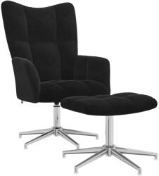 vidaXL Scaun de relaxare cu taburet, negru, catifea GartenMobel Dekor (328134)
