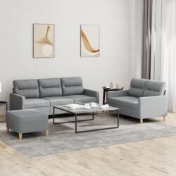 vidaXL Set de canapele cu perne, 3 piese, gri deschis, textil GartenMobel Dekor (3201608) Canapea