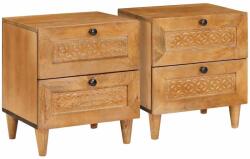 vidaXL Set 2 noptiere din lemn masiv de acacia, maro deschis, 40x33x46 cm (4018079)