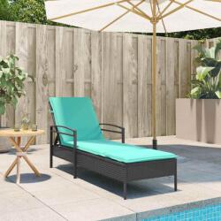 vidaXL Sezlong | cu perna 1-persoana Negru 63 x 200 x 81 cm poliratan GartenMobel Dekor (368307)