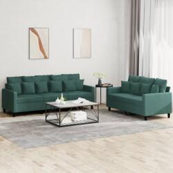 vidaXL Set de canapele cu perne, 2 piese, verde închis, catifea GartenMobel Dekor (3201722) Canapea