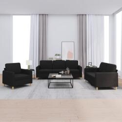 vidaXL Set de canapele cu perne, 3 piese, negru, textil GartenMobel Dekor (3202058) Canapea
