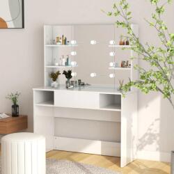 vidaXL Masa de machiaj cu lumini LED, alb lucios, 100x40x135 cm, MDF GartenMobel Dekor (331539)