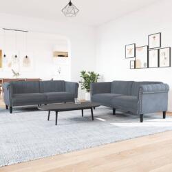 vidaXL Set canapea, 2 piese, gri închis, catifea GartenMobel Dekor (3209220) Canapea