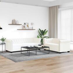 vidaXL Canapea Chesterfield cu 2 si 3 locuri, piele ecologica, alb GartenMobel Dekor (272250) Canapea