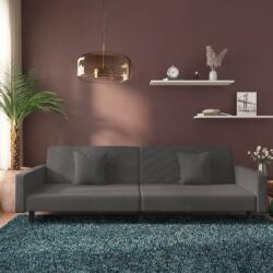 vidaXL Canapea extensibila cu 2 locuri, 2 perne, gri închis, catifea GartenMobel Dekor (375919) Canapea