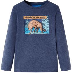 vidaXL Tricou copii cu maneci lungi, albastru închis melanj 128 GartenMobel Dekor (12942)