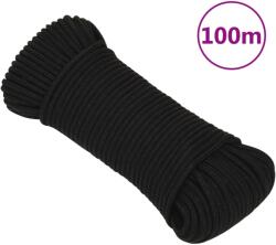 vidaXL Franghie de lucru, negru, 5 mm, 100 m, poliester GartenMobel Dekor (152809)