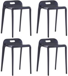 vidaXL Scaune stivuibile 4 buc. , negru, plastic GartenMobel Dekor (247281)