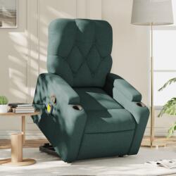 vidaXL Fotoliu rabatabil de masaj, cu ridicare, verde închis, textil GartenMobel Dekor (3204728)