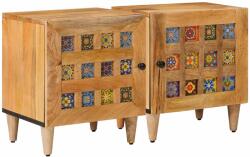 vidaXL Set 2 noptiere din lemn masiv de mango, naturale, 40 x 33 x 46 cm (4018257)