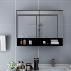 vidaXL Dulap de baie cu oglinda si LED-uri, negru, 80x15x60 cm, MDF GartenMobel Dekor (323605)