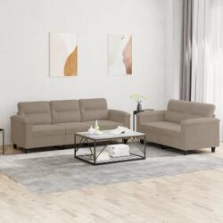 vidaXL Set de canapele cu perne, 2 piese, gri taupe, microfibra GartenMobel Dekor (3202338) Canapea
