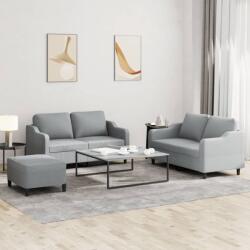 vidaXL Set de canapele cu perne, 3 piese, gri deschis, textil GartenMobel Dekor (3201810) Canapea