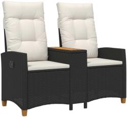 vidaXL Banca reclinabila cu masa Negru si Alb crem 126 x 65 x 112 cm GartenMobel Dekor (42026813)