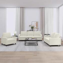 vidaXL Set de canapele cu perne, 3 piese, crem, catifea GartenMobel Dekor (3201484) Canapea