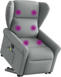 vidaXL Fotoliu de masaj rabatabil cu ridicare, gri deschis, textil GartenMobel Dekor (3303384)