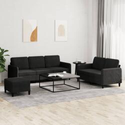 vidaXL Set de canapele, 3 piese, negru, catifea GartenMobel Dekor (3202029) Canapea
