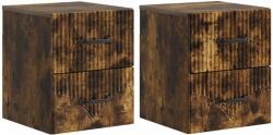 vidaXL Set 2 noptiere suspendate stejar fumuriu, lemn prelucrat, 34, 5x33x40 cm (898986)