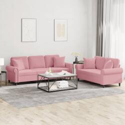 vidaXL Set canapea cu perne, 2 piese, roz, catifea GartenMobel Dekor (3202273) Canapea
