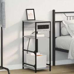 vidaXL Noptiera gri sonoma cu statie de incarcare, 40x27x76 cm, lemn compozit (859573)