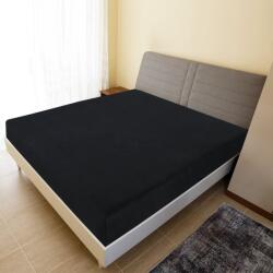 vidaXL Cearsaf de pat cu elastic, 2 buc. , negru, 160x200 cm, bumbac GartenMobel Dekor (136217) Lenjerie de pat