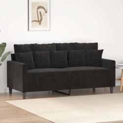 vidaXL Canapea cu 2 locuri, negru, 140 cm, catifea GartenMobel Dekor (359308) Canapea