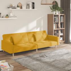 vidaXL Canapea extensibila cu 2 locuri, 2 perne, galben, textil GartenMobel Dekor (375804) Canapea