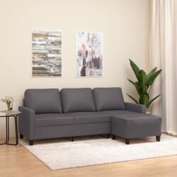 vidaXL Canapea cu 3 locuri si taburet, gri, 180 cm, piele ecologica GartenMobel Dekor (3201026) Canapea