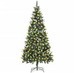 vidaXL Brad de Craciun artificial pre-iluminat cu conuri de pin 210 cm GartenMobel Dekor (3077748)
