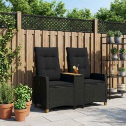 vidaXL Banca reclinabila cu masa Negru 126 x 65 x 112 cm poliratan GartenMobel Dekor (42026812)