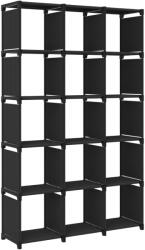 vidaXL Raft expunere, 15 cuburi, negru, 103x30x175, 5 cm, textil GartenMobel Dekor (322618) Biblioteca