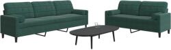 vidaXL Set canapele cu perne/rulouri, 2 piese, verde închis, catifea GartenMobel Dekor (3278493) Canapea
