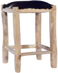 vidaXL Taburet de bar, piele naturala si lemn masiv de tec GartenMobel Dekor (288810)
