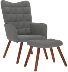 vidaXL Fotoliu relaxant cu taburet gri închis, catifea GartenMobel Dekor (4016822)