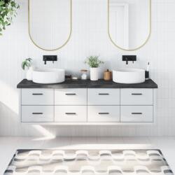 vidaXL Blat de baie, gri închis, 180x50x(2-6) cm, lemn masiv tratat GartenMobel Dekor (3156262)