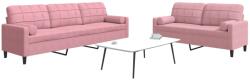 vidaXL Set canapele cu perne/rulouri, 2 piese, roz, catifea GartenMobel Dekor (3278494) Canapea