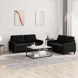 vidaXL Set de canapele cu perne, 2 piese, negru, catifea GartenMobel Dekor (3201501) Canapea