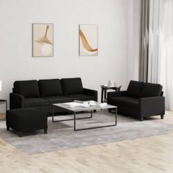 vidaXL Set de canapele cu perne, 3 piese, negru, textil GartenMobel Dekor (3201472) Canapea