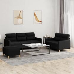 vidaXL Set de canapele cu perne, 3 piese, negru, textil GartenMobel Dekor (3201612) Canapea