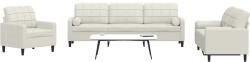 vidaXL Set de canapele cu perne/rulouri, 3 piese, crem, catifea GartenMobel Dekor (3278459) Canapea