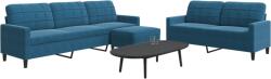 vidaXL Set de canapele cu perne, 3 piese, albastru, catifea GartenMobel Dekor (3278490) Canapea