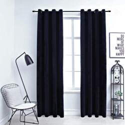vidaXL Draperii opace cu inele, 2 buc. , negru, 140 x 175 cm, catifea GartenMobel Dekor (134488)
