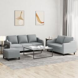vidaXL Set de canapele cu perne, 3 piese, gri deschis, textil GartenMobel Dekor (3201842) Canapea