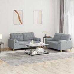 vidaXL Set de canapele cu perne, 2 piese, gri deschis, material textil GartenMobel Dekor (3201290) Canapea