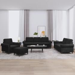 vidaXL Set de canapele cu perne, 4 piese, negru, catifea GartenMobel Dekor (3202185) Canapea