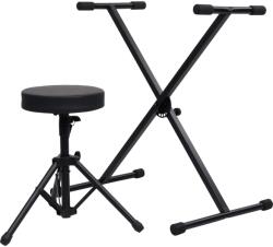 vidaXL Set suport de claviatura si taburet, negru GartenMobel Dekor (70095)