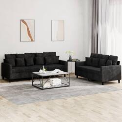 vidaXL Set de canapele cu perne, 2 piese, negru, catifea GartenMobel Dekor (3201725) Canapea