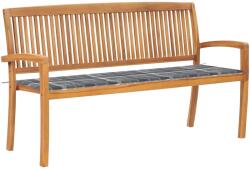 vidaXL Banca de gradina stivuibila cu perna, 159 cm, lemn masiv de tec GartenMobel Dekor (3063320)