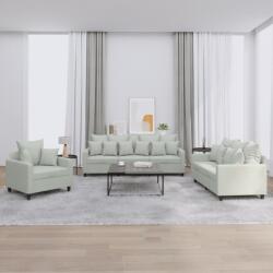 vidaXL Set de canapele cu perne, 3 piese, gri deschis, catifea GartenMobel Dekor (3201680) Canapea
